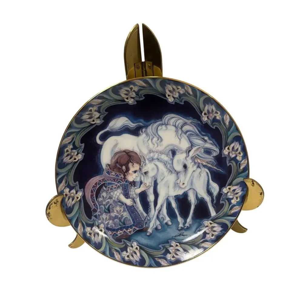 Vintage 1990 Jody Bergsma Rainbow To Ride On Unicorn Reco Plate 8.5”